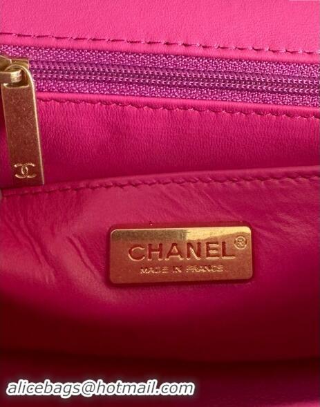 New Fashion Chanel Mini Classic Flap Bag with Top Handle in Pythonskin Leather AS2431 Deep Pink 2024