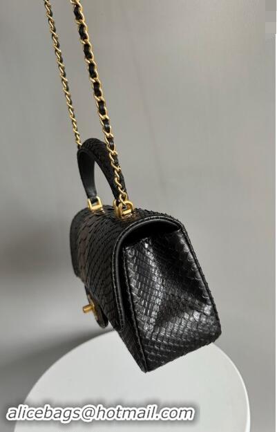 Grade Design Chanel Mini Classic Flap Bag with Top Handle in Pythonskin Leather AS2431 Black/Others 2024