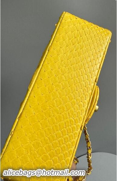 Market Sells Chanel Mini Classic Flap Bag with Top Handle in Pythonskin Leather AS2431 Bright Yellow 2024