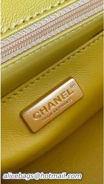 Market Sells Chanel Mini Classic Flap Bag with Top Handle in Pythonskin Leather AS2431 Bright Yellow 2024