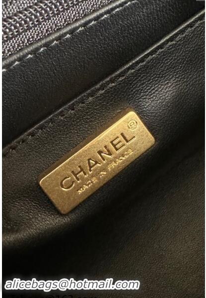 Pretty Style Chanel Mini Classic Flap Bag with Top Handle in Pythonskin Leather AS2431 Black/Gold 2024