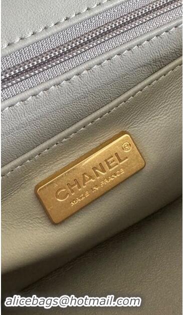 Best Grade Chanel Mini Classic Flap Bag with Top Handle in Pythonskin Leather AS2431 Silver Grey 2024