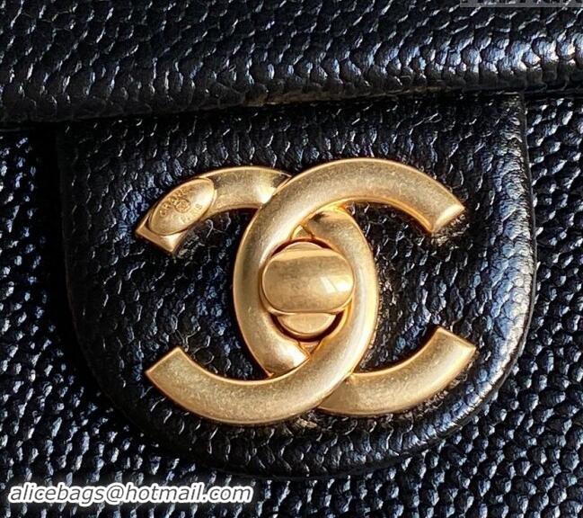 Top Quality Chanel Medium Flap Bag with Chain in Grained Shiny Calfskin AS5180 Black 2024