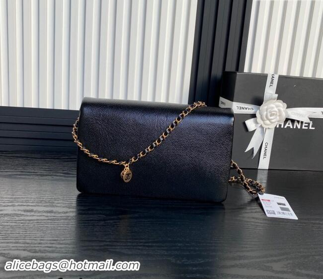 Top Quality Chanel Medium Flap Bag with Chain in Grained Shiny Calfskin AS5180 Black 2024