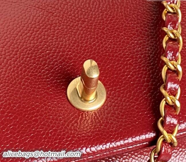 Pretty Style Chanel Grained Shiny Calfskin Small Flap Bag with Chain AS5186 Red 2024