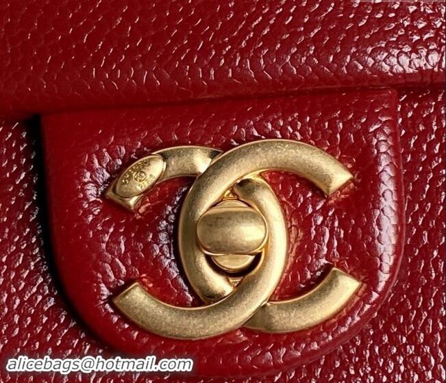 Pretty Style Chanel Grained Shiny Calfskin Small Flap Bag with Chain AS5186 Red 2024