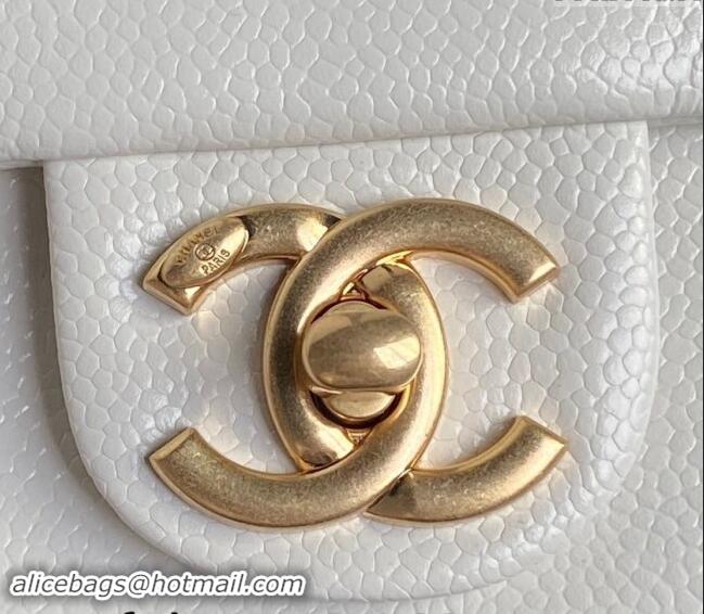 New Fashion Chanel Grained Shiny Calfskin Small Flap Bag with Chain AS5186 White 2024