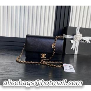 New Design Chanel Grained Shiny Calfskin Small Flap Bag with Chain AS5186 Black 2024