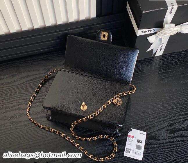 New Design Chanel Grained Shiny Calfskin Small Flap Bag with Chain AS5186 Black 2024