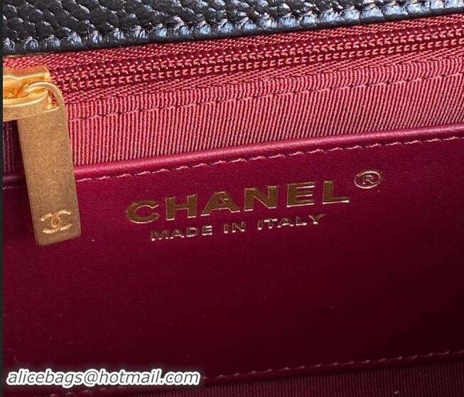 New Design Chanel Grained Shiny Calfskin Small Flap Bag with Chain AS5186 Black 2024