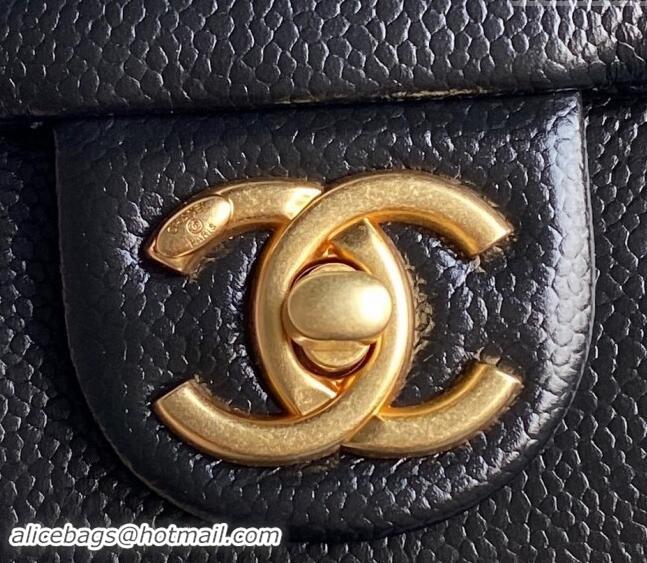 Pretty Style Chanel Grained Shiny Calfskin Mini Flap Bag with Chain AS5218 Black 2024