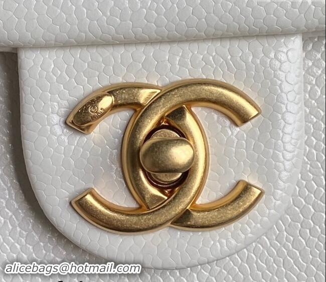 Modern Classic Chanel Grained Shiny Calfskin Mini Flap Bag with Chain AS5218 White 2024