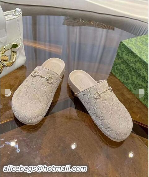 ​Grade Discount Gucci GG Suede Womens Horsebit Slipper ‎749752 Beige Light Gold