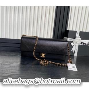 Super Quality Chanel Grained Shiny Calfskin Maxi Clutch Bag with Chain AS5182 Black 2024