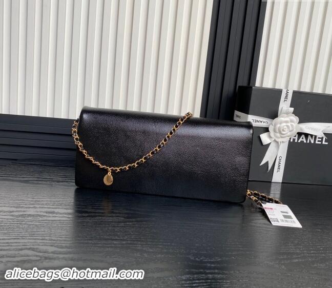 Super Quality Chanel Grained Shiny Calfskin Maxi Clutch Bag with Chain AS5182 Black 2024