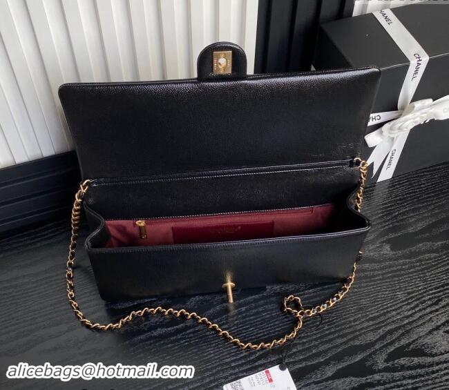 Super Quality Chanel Grained Shiny Calfskin Maxi Clutch Bag with Chain AS5182 Black 2024