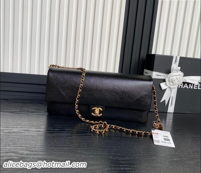 Super Quality Chanel Grained Shiny Calfskin Maxi Clutch Bag with Chain AS5182 Black 2024