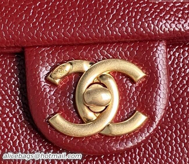 Good Product Chanel Grained Shiny Calfskin Maxi Clutch Bag with Chain AS5182 Red 2024