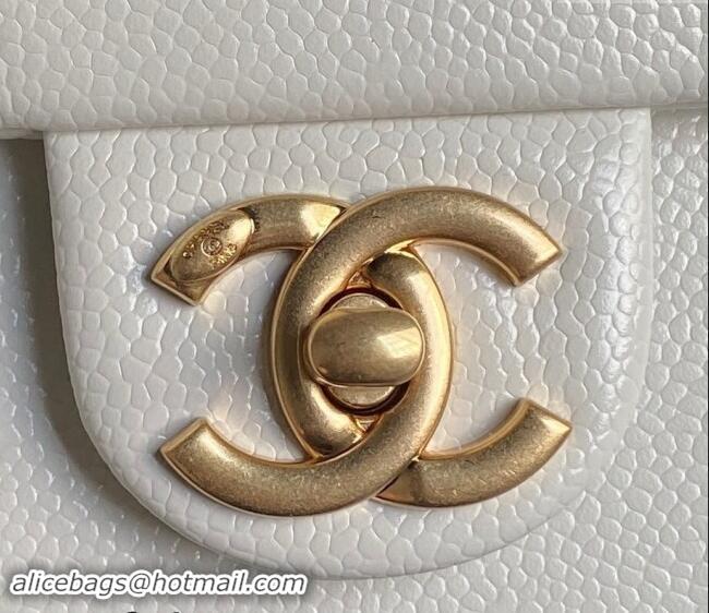 Good Taste Chanel Grained Shiny Calfskin Maxi Clutch Bag with Chain AS5182 White 2024