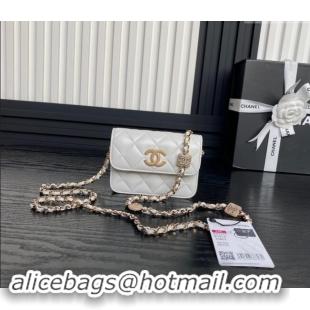 Well Crafted Chanel Lambskin Clutch with Chain AP4315 White 2024