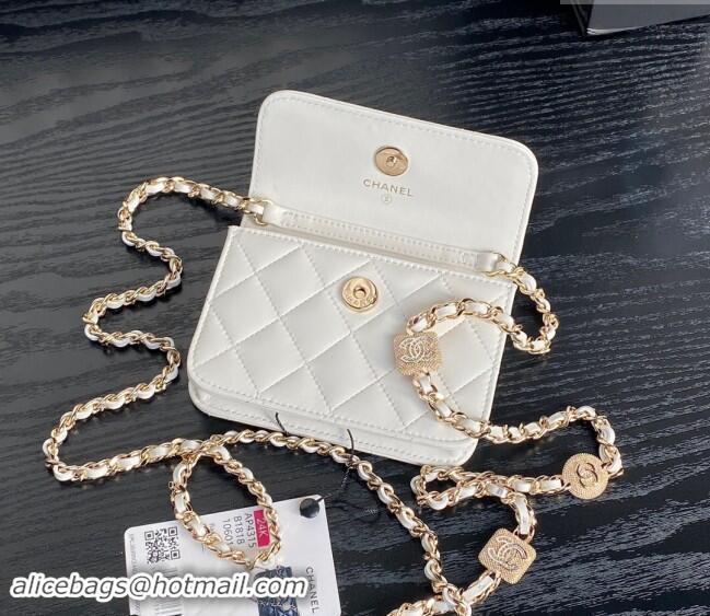 Well Crafted Chanel Lambskin Clutch with Chain AP4315 White 2024