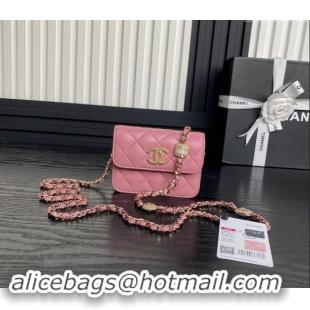 Luxury Discount Chanel Lambskin Clutch with Chain AP4315 Light Pink 2024