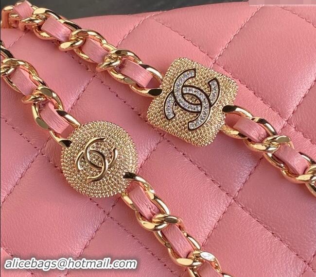 Luxury Discount Chanel Lambskin Clutch with Chain AP4315 Light Pink 2024