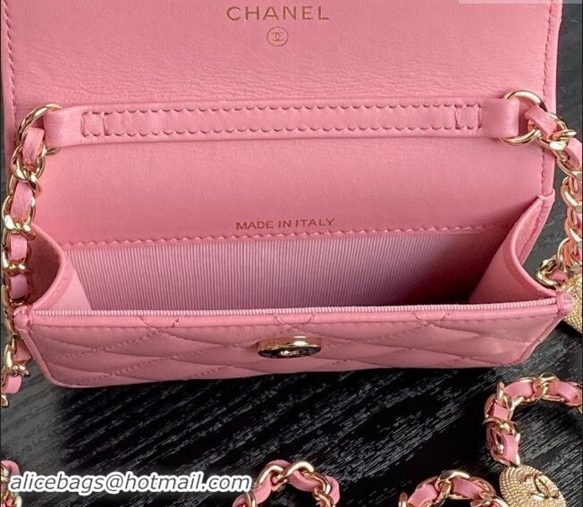 Luxury Discount Chanel Lambskin Clutch with Chain AP4315 Light Pink 2024