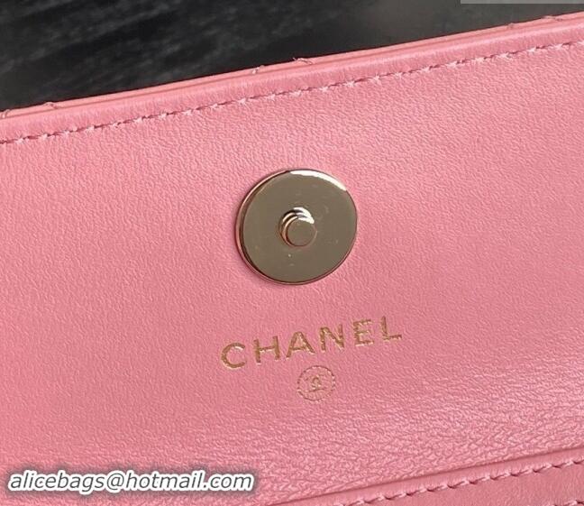 Luxury Discount Chanel Lambskin Clutch with Chain AP4315 Light Pink 2024