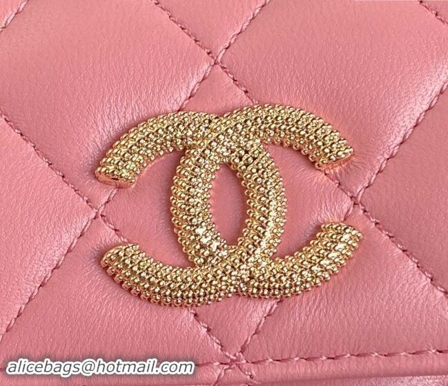 Luxury Discount Chanel Lambskin Clutch with Chain AP4315 Light Pink 2024