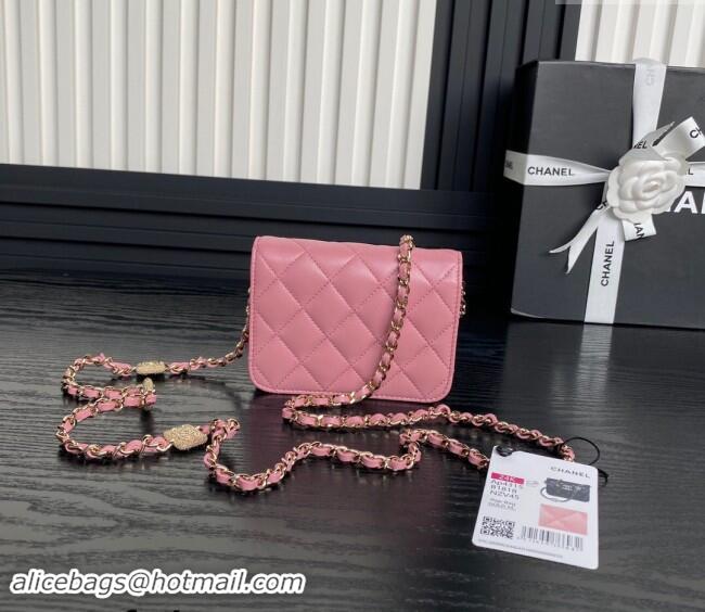 Luxury Discount Chanel Lambskin Clutch with Chain AP4315 Light Pink 2024