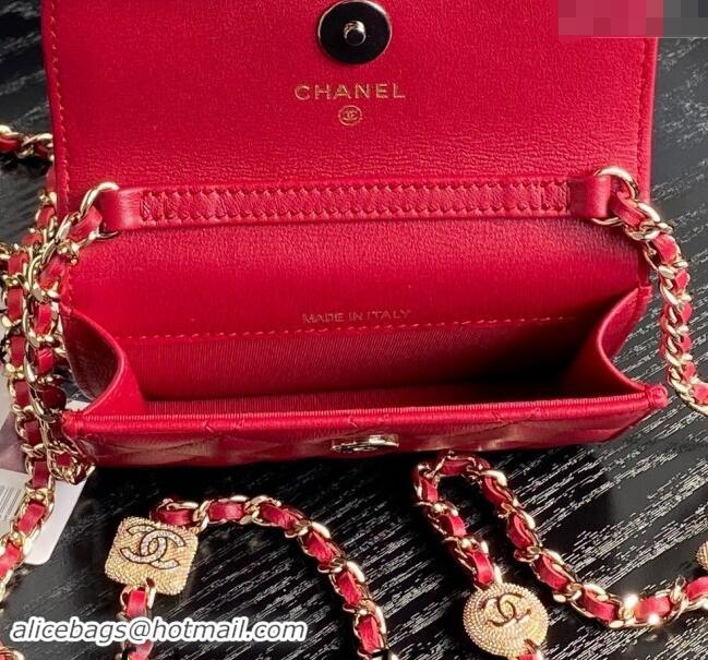 Good Taste Chanel Lambskin Clutch with Chain AP4315 Red 2024