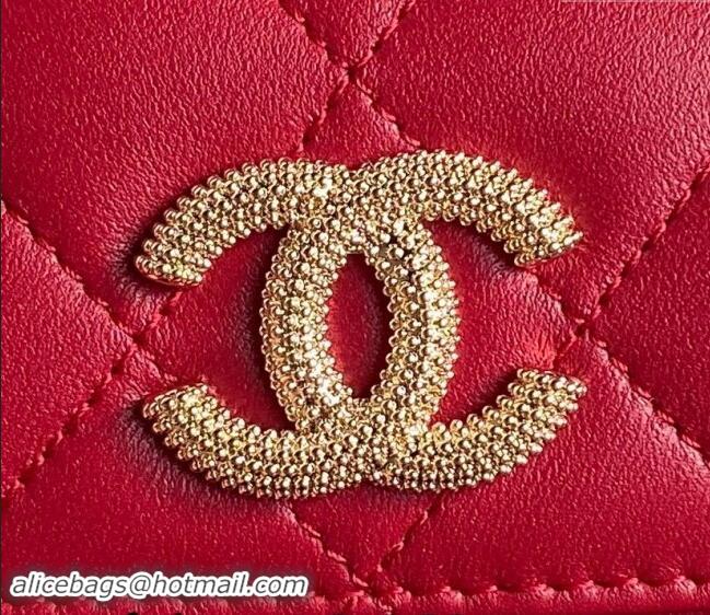 Good Taste Chanel Lambskin Clutch with Chain AP4315 Red 2024