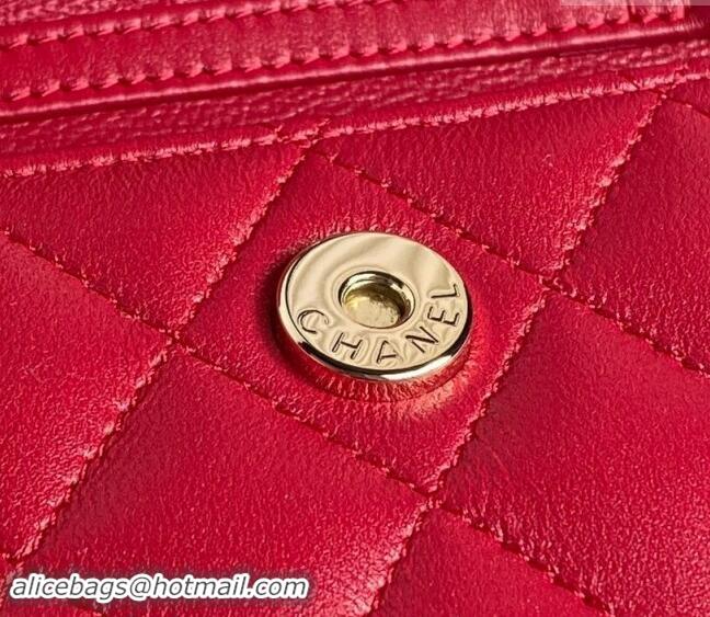 Good Taste Chanel Lambskin Clutch with Chain AP4315 Red 2024