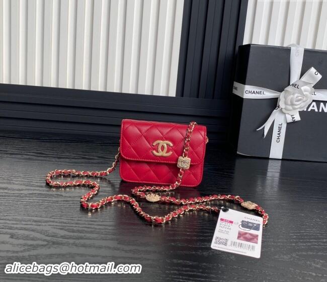 Good Taste Chanel Lambskin Clutch with Chain AP4315 Red 2024