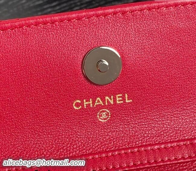 Good Taste Chanel Lambskin Clutch with Chain AP4315 Red 2024