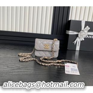 Top Design Chanel Lambskin Clutch with Chain AP4315 Grey 2024