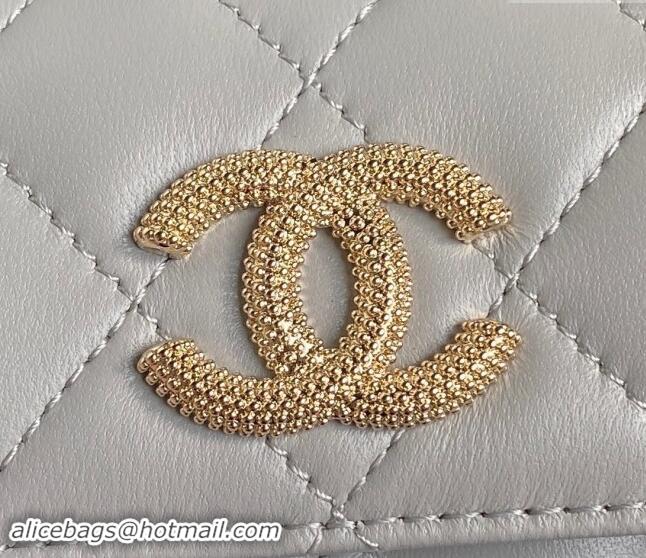 Top Design Chanel Lambskin Clutch with Chain AP4315 Grey 2024