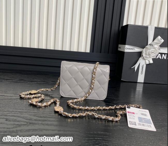 Top Design Chanel Lambskin Clutch with Chain AP4315 Grey 2024