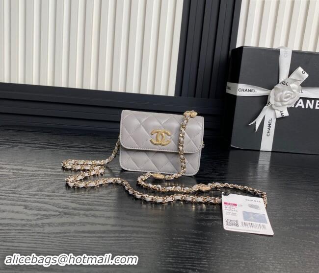 Top Design Chanel Lambskin Clutch with Chain AP4315 Grey 2024