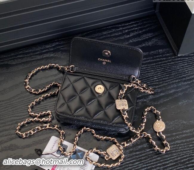 Well Crafted Chanel Lambskin Clutch with Chain AP4315 Black 2024