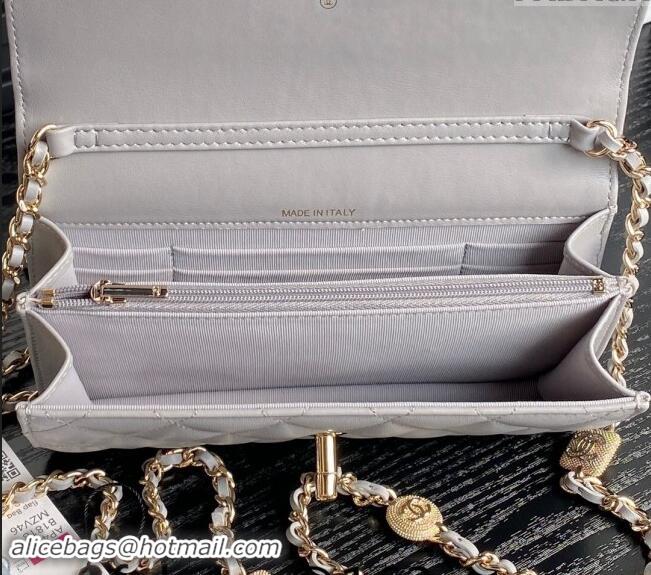 Top Grade Chanel Lambskin Clutch with Chain AP4300 Grey 2024