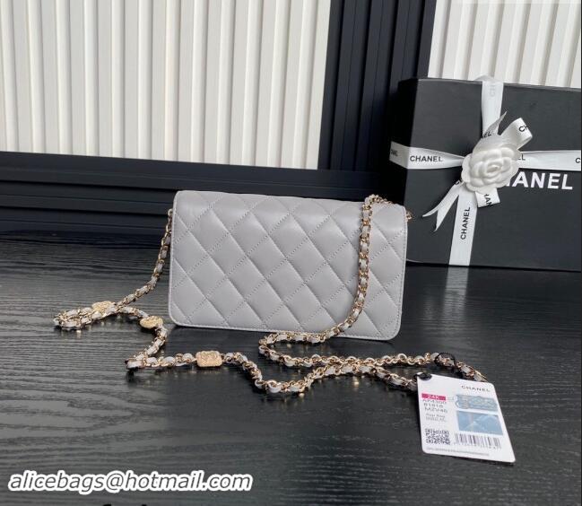 Top Grade Chanel Lambskin Clutch with Chain AP4300 Grey 2024