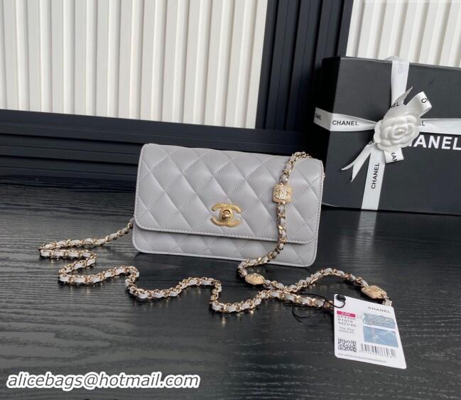 Top Grade Chanel Lambskin Clutch with Chain AP4300 Grey 2024