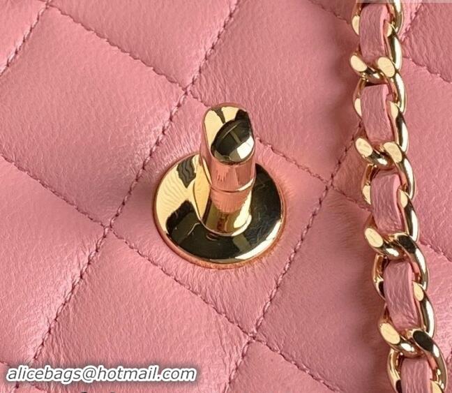 Famous Brand Chanel Lambskin Clutch with Chain AP4300 Pink 2024