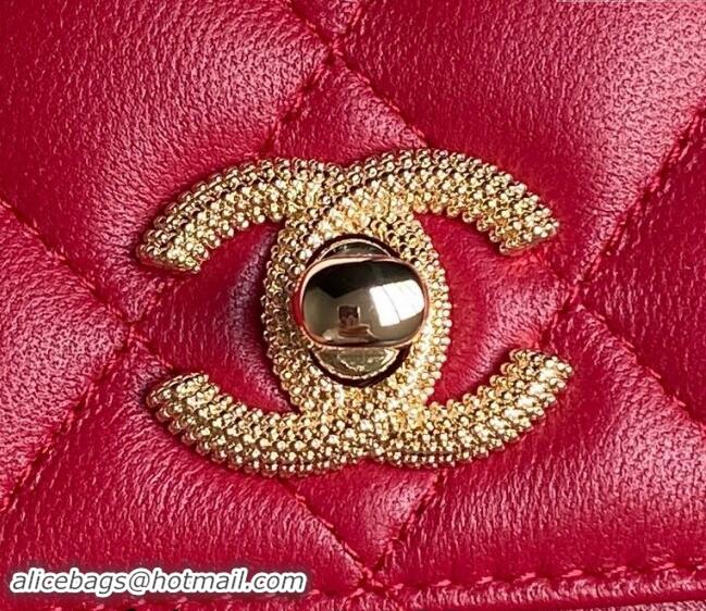 Famous Brand Chanel Lambskin Clutch with Chain AP4300 Red 2024