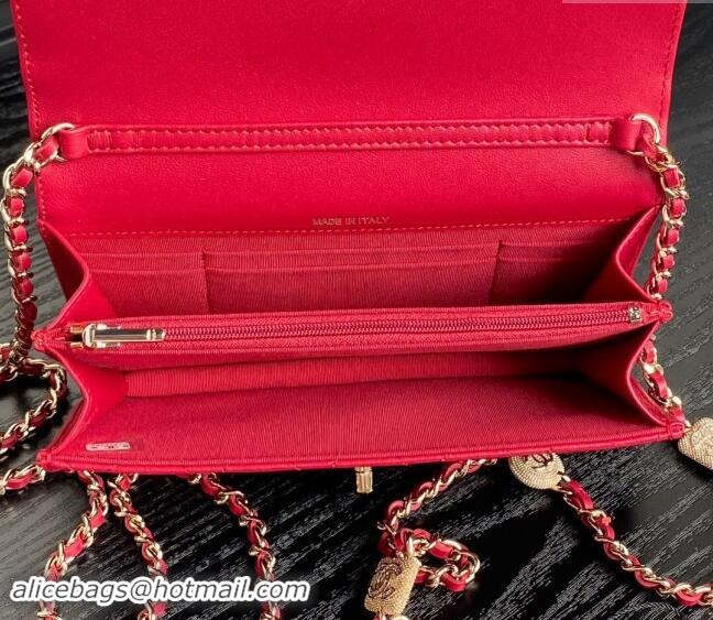 Famous Brand Chanel Lambskin Clutch with Chain AP4300 Red 2024