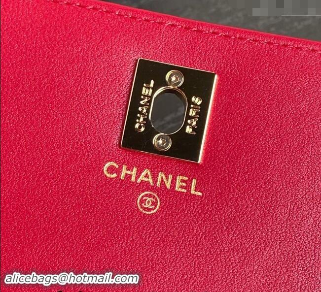 Famous Brand Chanel Lambskin Clutch with Chain AP4300 Red 2024