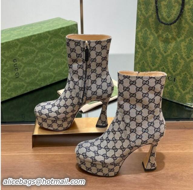 Purchase Gucci GG Canvas Platform Ankle Boots 11.5cm Grey 1014047