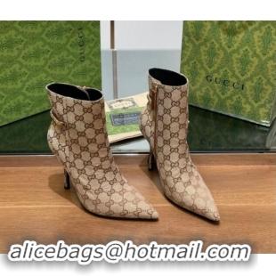 Trendy Design Gucci GG Canvas Ankle Boots 10.5cm with GUCCI Chain Beige 1014055